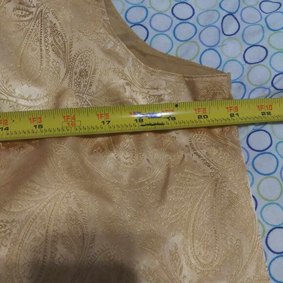 Vesuvio Napoli Paisley Vest Italy - Warm Gold Sz M - Picture 9 of 10